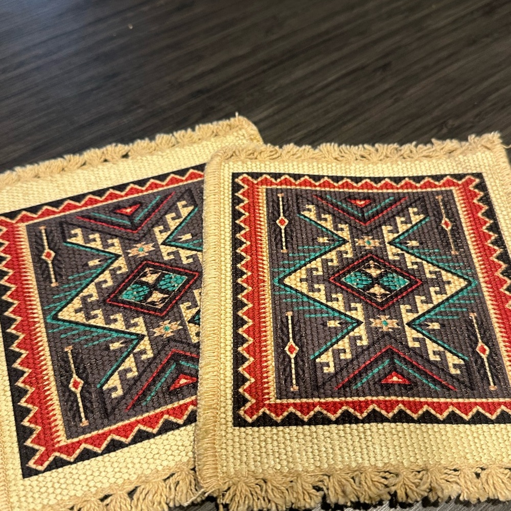 Geometric Patterned Coaster Set - Multicolor - Picture 2 of 5